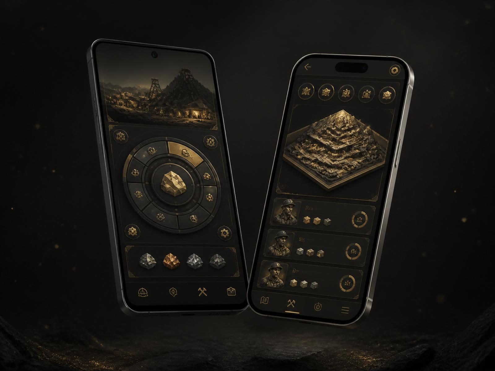 Mockup de la app móvil de La Mina en iPhone y Android